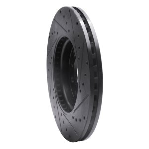 Buick LaCrosse Brake Rotor (1) - Front Left - R1 Concepts - Drilled & Slotted - Black - `16-`21